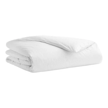 Garnier-Thiebaut Berkley T-300 105" x 88" White Micro Check King Size Sateen Weave Cotton / Polyester Duvet Cover - 10/Case