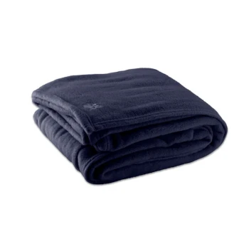 Oxford 66" x 90" Twin Size Navy Blue 100% Polyester Fleece Hotel Blanket - 4/Case