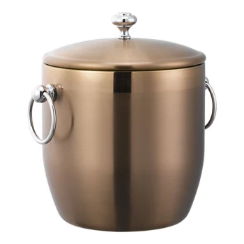 Service Ideas Elite 101.4 oz. Metallic Rose Gold Stainless Steel Hotel Ice Bucket IB3BSRG