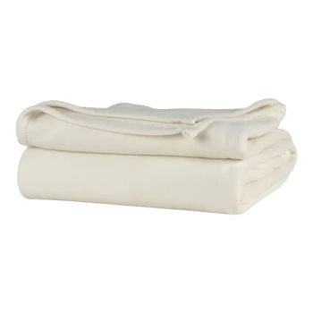 Berkshire Hospitality Microloft 108" x 90" King Size Cream 100% Polyester Microfleece Blanket - 8/Case