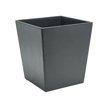 room360 London 14 Qt. Black Faux Leather Flare Wastebasket - 4/Case