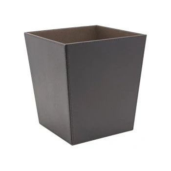 room360 London 14 Qt. Brown Faux Leather Flare Wastebasket - 4/Case