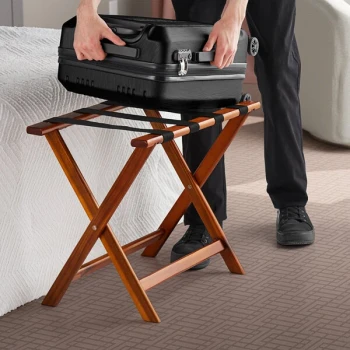 Lancaster Table & Seating Walnut Wood Folding Luggage Rack