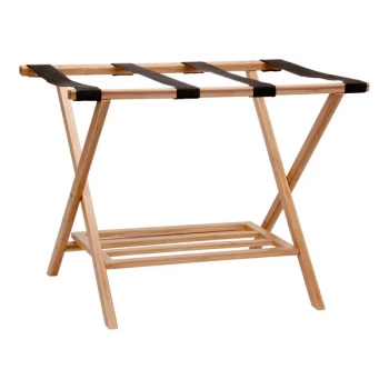 Household Essentials Bamboo Folding Luggage Rack with Lower Storage Shelf HH2129-1