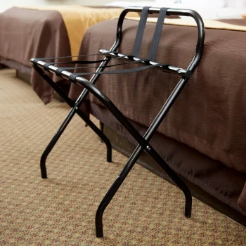 CSL 1055B-BL-BL Black Metal High Back Luggage Rack with Back Webbing - 6/Pack