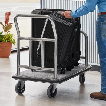 Lancaster Table & Seating 36" x 24" x 35 3/8" Stainless Steel Gray Carpeted Luggage Cart