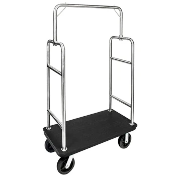 CSL 2599PLS-010 Heavy Duty 43" x 23" x 71" Squared Top Customizable Bellman Cart with Recycled Plastic Deck