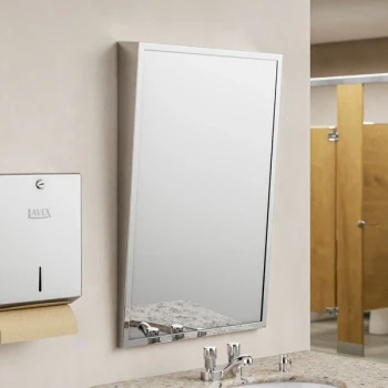 American Specialties, Inc. 24" x 36" Fixed Tilt Plate Glass Mirror with Stainless Steel Frame