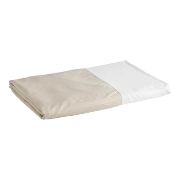 1888 Mills Magnificence 80" x 39" Twin XL Size Natural Linen Tone on Tone Stripe Pima Cotton / Polyester Bed Skirt - 6/Case