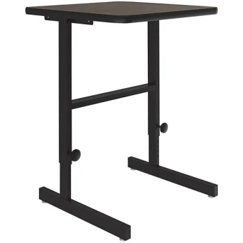 Correll 20" x 24" Walnut Thermal-Fused Laminate Top 34" - 42" Adjustable Standing Height Work Station