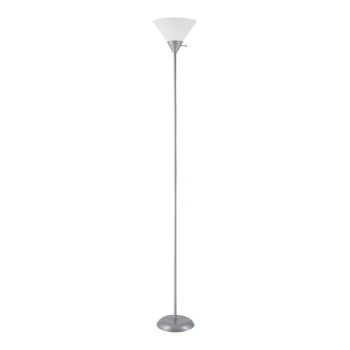 Globe Elliot 72" Silver Torchiere Floor Lamp with White Frosted Plastic Shade - 120V, 60W