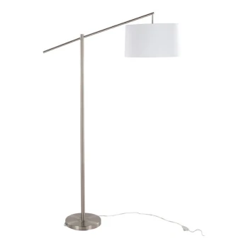 LumiSource Casper 69" Brushed Nickel Floor Lamp with Off-White Linen Drum Shade - 120V, 60W