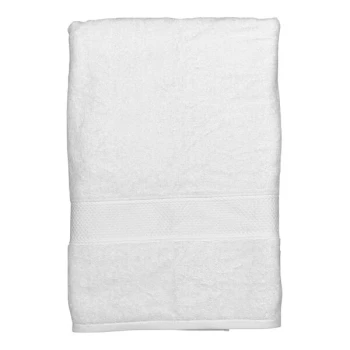 Garnier-Thiebaut Zonda 37" x 74" White 100% Combed Terry Cotton Bath Sheet with Dobby Border 24 lb. - 10/Case