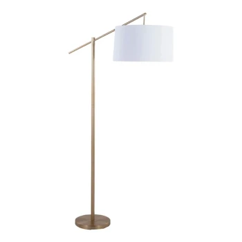 LumiSource Casper 69" Gold Floor Lamp with Off-White Linen Drum Shade - 120V, 60W