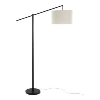 LumiSource Casper 69" Matte Black Floor Lamp with Natural Linen Drum Shade - 120V, 60W