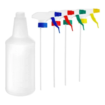 Lavex 24 oz. Plastic Bottles with Assorted Color Spray Trigger - 12/Case