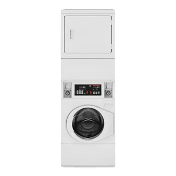 Speed Queen Quantum Gold Pro SV6000WE Stacked 3.42 cu. ft. 27" Front Load Electric Washer and 7.0 cu. ft. 27" Front Load Electric Dryer - Coin Operated