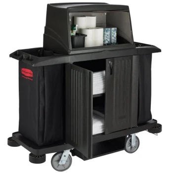Rubbermaid® FG9T1900BLA Classic Full Size Housekeeping Cart with Doors