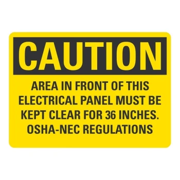 Lavex 10" x 7" Engineer-Grade Reflective Aluminum "Caution / Area In Front Of This Electrical Panel Must Be Kept Clear For 36 Inches / OSHA-NEC Regulations" Safety Sign