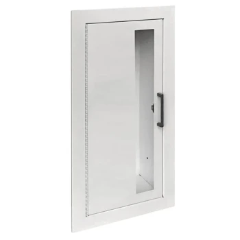 JL Industries 1015V10 Ambassador Series White Steel Cabinet for 10 lb. Fire Extinguishers with Vertical Window and Fully Recessed 6" Depth