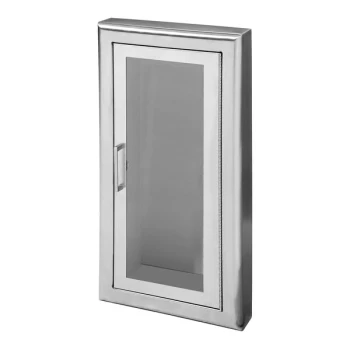 JL Industries C1037F10 Cosmopolitan Architectural Series Stainless Steel Cabinet for Select Fire Extinguishers with Full Window, 3" Rolled Edge, and Semi-Recessed 3 1/8" Depth