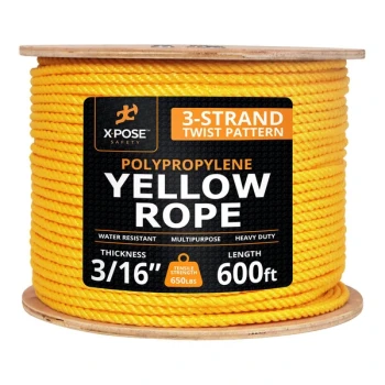 Xpose Safety 3/16" x 600' Yellow Twisted Polypropylene Rope YPR316-600-X