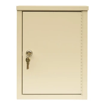 Omnimed 11" x 4" x 15" Beige Steel Economy Wall-Mount 2-Shelf Narcotics Cabinet with 2 Key Locks 182125
