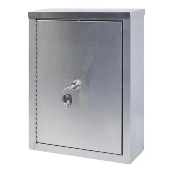 Omnimed 11" x 4" x 15" Stainless Steel Wall-Mount 2-Shelf Narcotics Cabinet with 2 Key Locks 181601