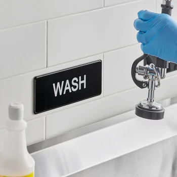 Lavex "Wash" Sign - Black and White, 9" x 3"