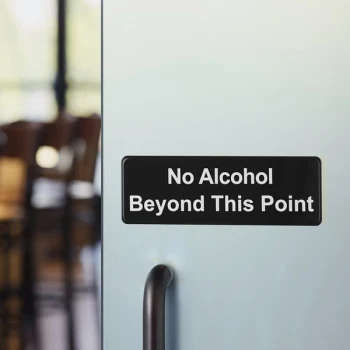 Lavex 9" x 3" Black and White "No Alcohol Beyond This Point" Sign