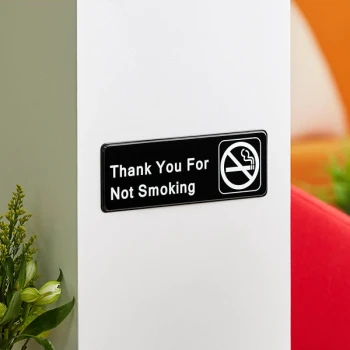 Lavex "Thank You For Not Smoking" Sign - Black and White, 9" x 3"