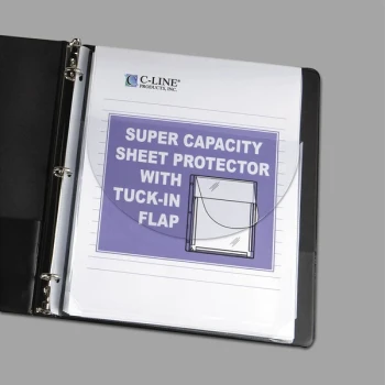 C-Line 61027 11" x 8 1/2" Super Heavy Weight Top-Loading Clear Vinyl Sheet Protector with Tuck-In Flap - 10/Pack