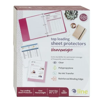 C-Line 62097 11" x 8 1/2" Heavy Weight Top Loading Clear Polypropylene Sheet Protector - 200/Box