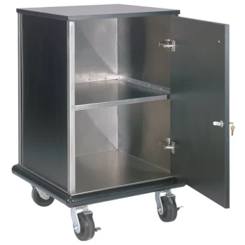 Advance Tabco AMD-2B Mobile Stainless Steel and Black Locking Cash Register Stand - 24 1/2" x 23 1/2" x 40 3/4"