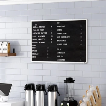 Aarco BOFD2436L 24" x 36" Black Felt Open Face Horizontal Indoor Message Board with Aluminum Frame and 3/4" Letters