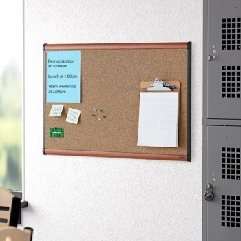 Quartet B243LC Prestige 24" x 36" Graphite-Blend Cork Board with Cherry Plastic Frame