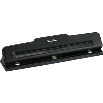 Swingline 74015 10 Sheet Black Adjustable 2-to-3 Hole Punch - 9/32" Holes