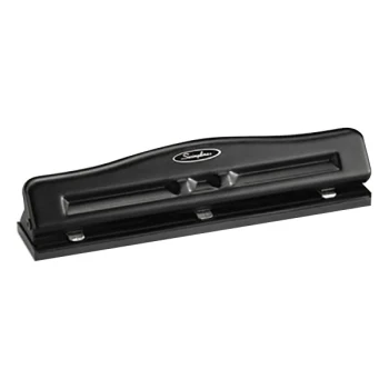 Swingline 74020 11 Sheet Black Adjustable 2-to-3 Hole Punch - 9/32" Holes