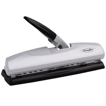 Swingline 74030 20 Sheet LightTouch Black and Silver 2-7 Hole Punch - 9/32" Holes