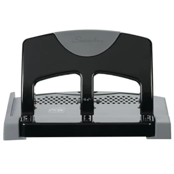 Swingline 74136 45 Sheet SmartTouch Black and Gray 3 Hole Punch - 9/32" Holes