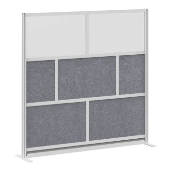 Luxor 70" x 70" Frosted Acrylic / Gray PET Modular Wall Room Divider Starter MW-7070-FCG