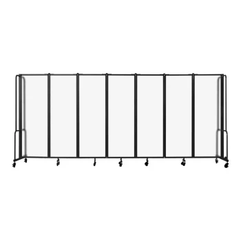 National Public Seating Robo 6' x 13' 8" Frosted Acrylic Mobile Room Divider with 7 Panels and Black Frame