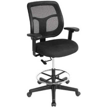 Eurotech Seating DFT9800-5806 Apollo Dove Black Fabric / Mesh Swivel Drafting Stool