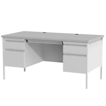 Hirsh 20103 Gray Double Pedestal Desk - 60" x 30" x 29 1/2"