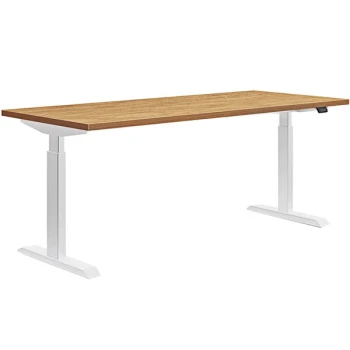 HON Coze Coordinate 54" x 24" Natural Recon / Designer White Height-Adjustable Desk