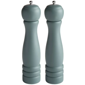 Acopa 10" Matte Steel Blue Wooden Salt / Pepper Mill - 2/Set