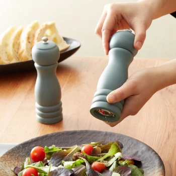 Acopa 6" Matte Steel Blue Wooden Salt / Pepper Mill - 2/Set