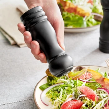 Acopa 6" Matte Black Wooden Salt Shaker