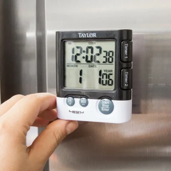 Taylor 5828 Digital Dual Event 24 Hour Kitchen Timer with Clock and Date