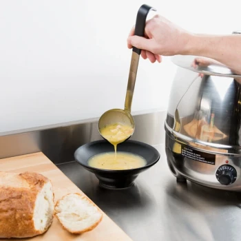 Vollrath 4980620 Jacob's Pride® 6 oz. One-Piece Stainless Steel Ladle with Black Kool-Touch® Handle